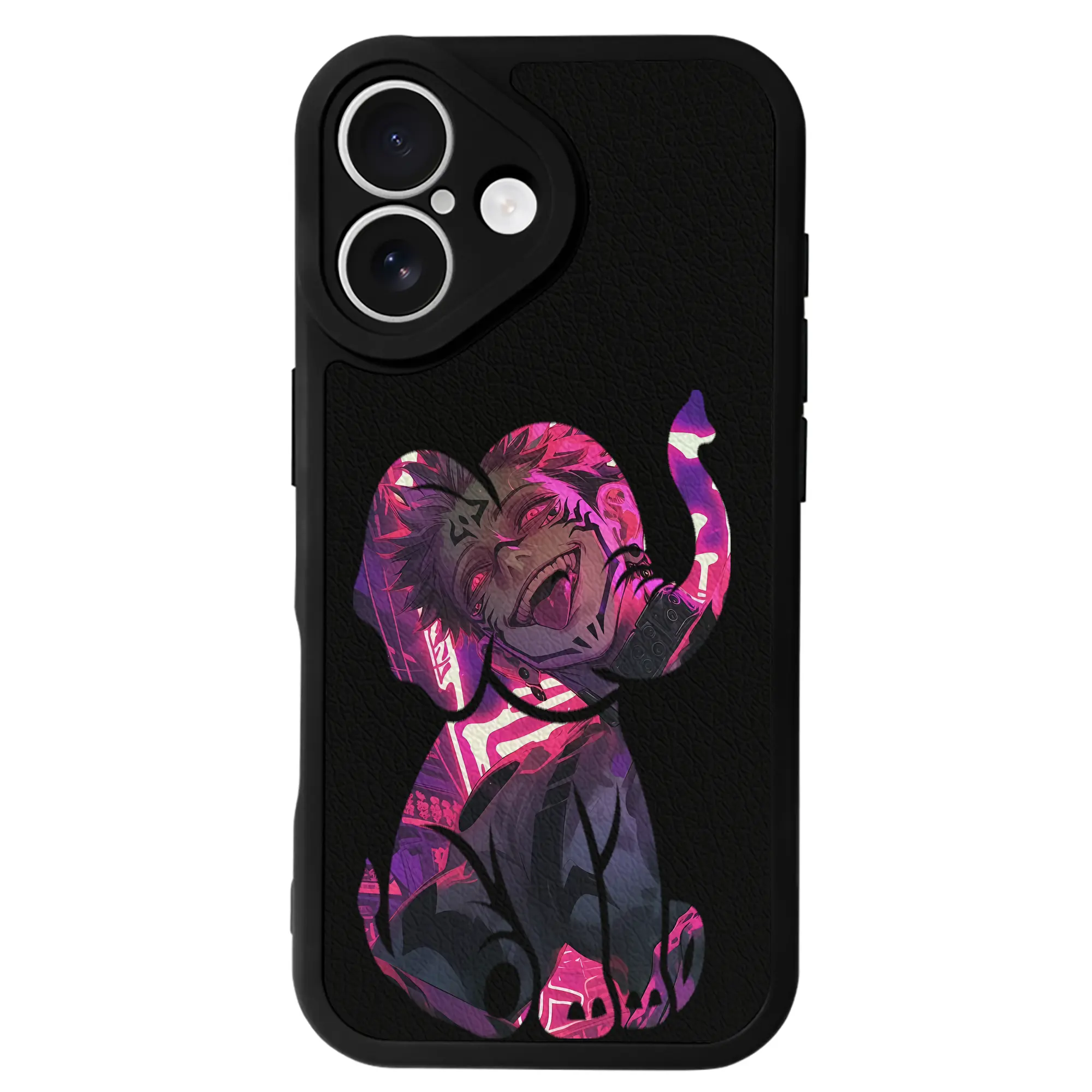 呪術廻戦 グッズ,両面宿儺 - IPhone 16シリーズ対応 ・ シリコンスマホケース ・ レザー調 ・ 高精度フィット ・ 耐衝撃 ・ ワイヤレス充電対応 ・ 精密カット